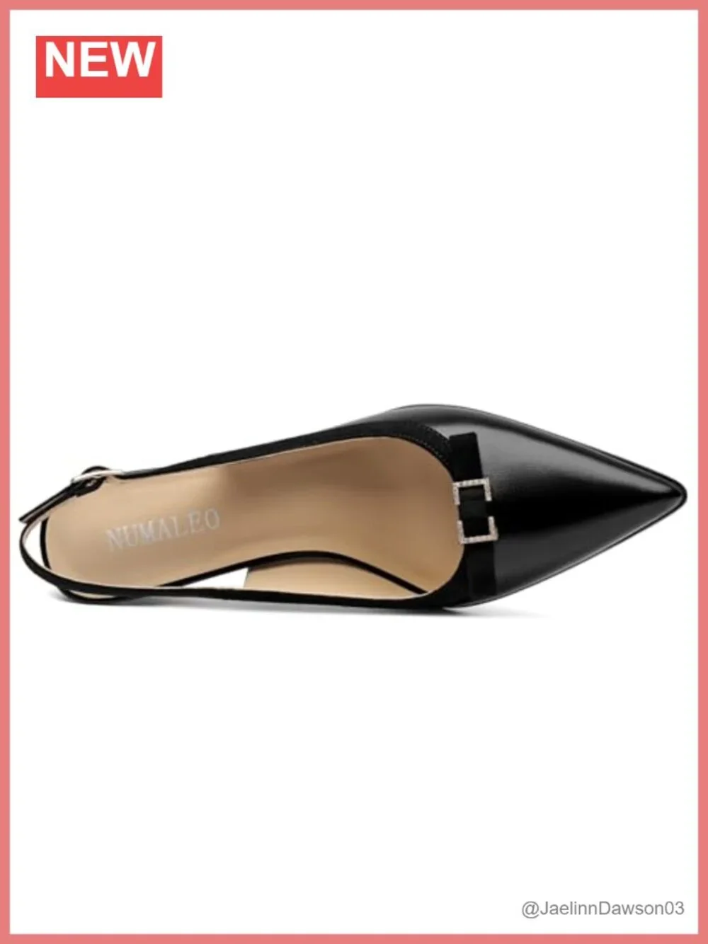 Slingback Heels for Women 3.35-Inch Stiletto Pointed Toe Faux Leather
